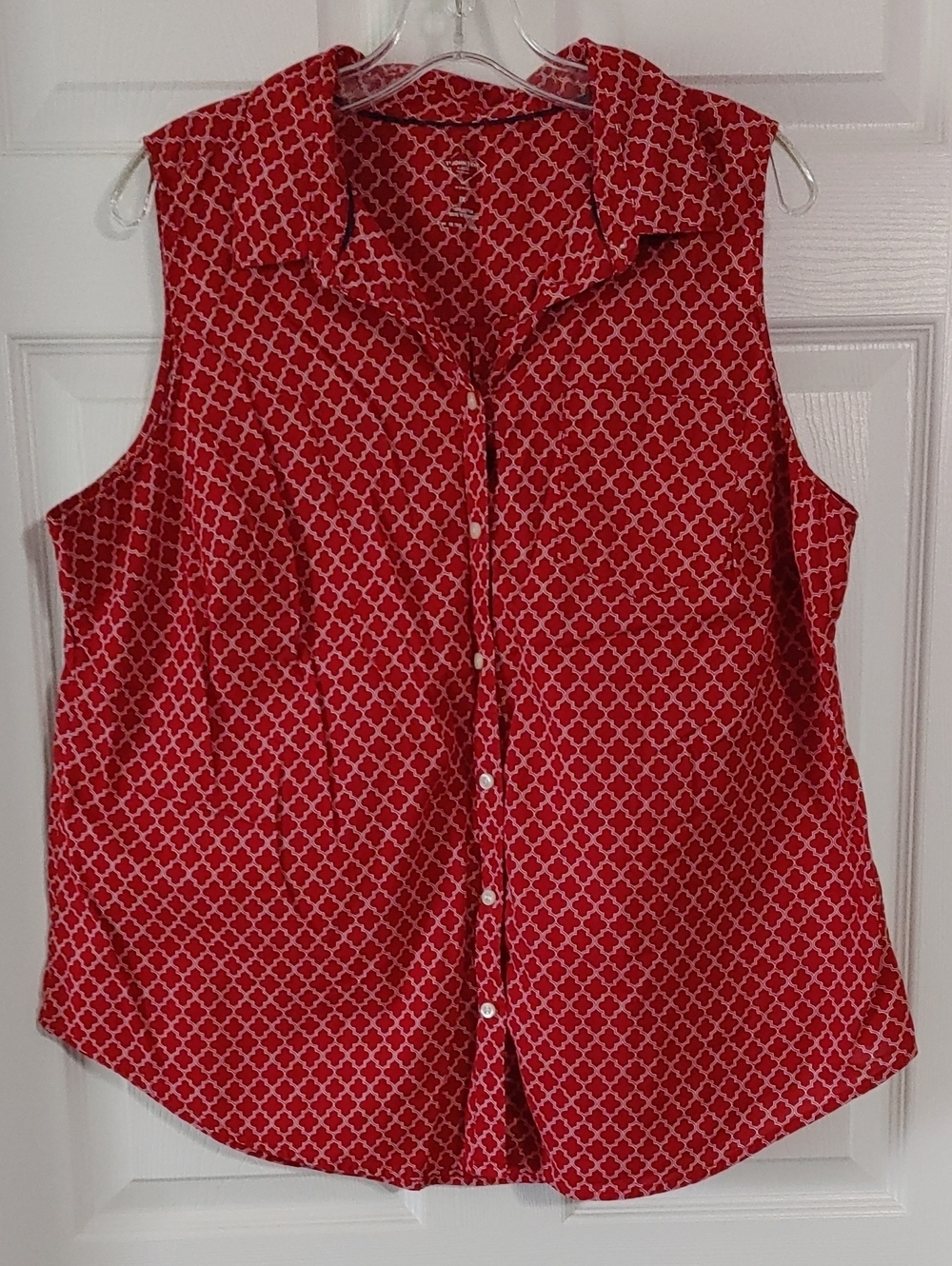 St. John's Bay Sleeveless Button-Down Red Print Top Women's 1X Contemporary